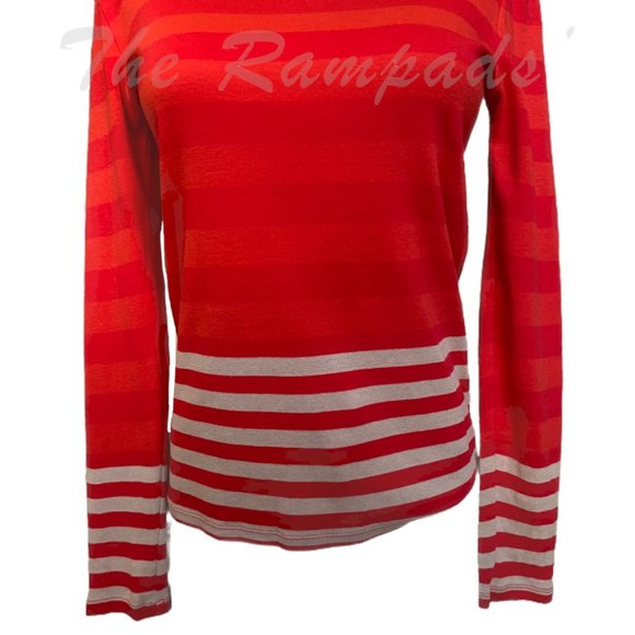 NWOT Ann Taylor Red and Tan/Khaki Toned Striped Long-sleeve T-shirt Size… - Picture 3 of 7
